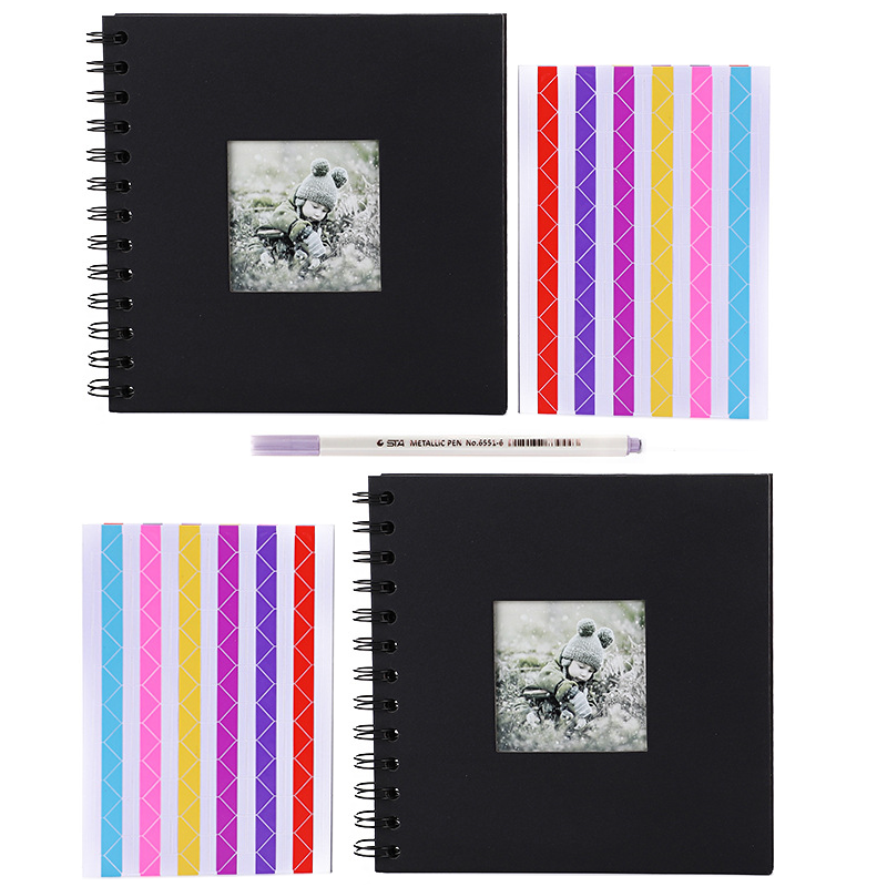 SpiralBound Hardcover Scrapbooking Photo Album BooksGift SetBlack x