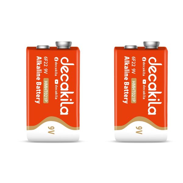 Decakila - 9V Alkaline Battery 6F22 - Pack of 2