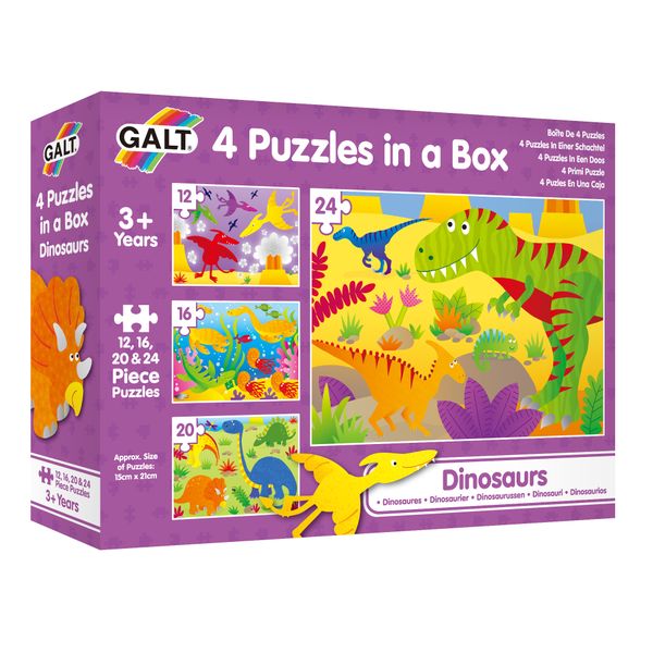 Galt 4 Puzzles in a Box - Dinosaurs