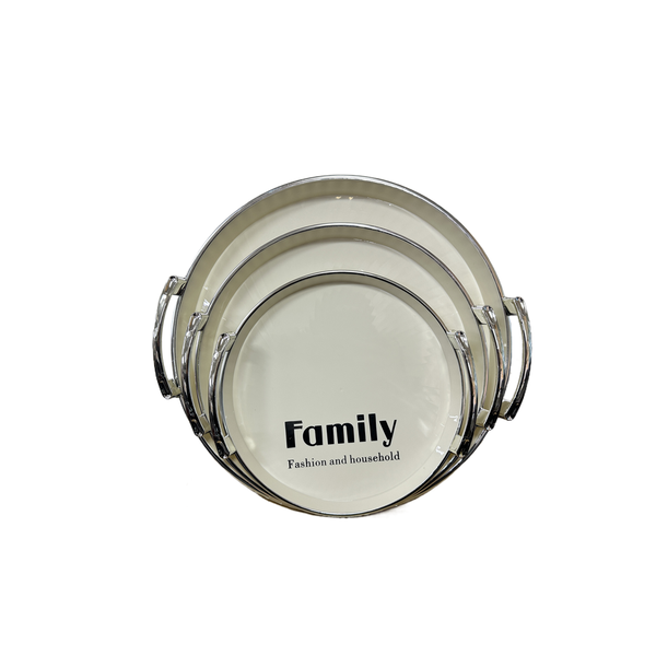 All-Purpose 3-Piece Circular Serving Tray Set with Handles