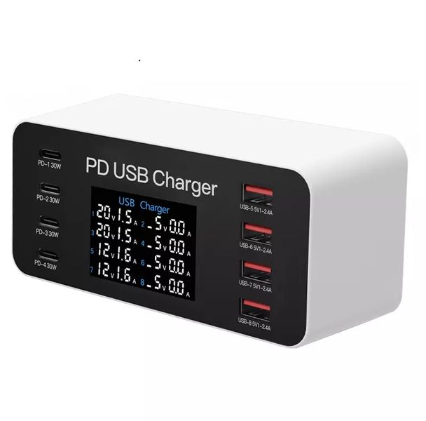 LCD Display Device High Quality Smart 8 Port 65W Fast charge PD/USB WLX-A9