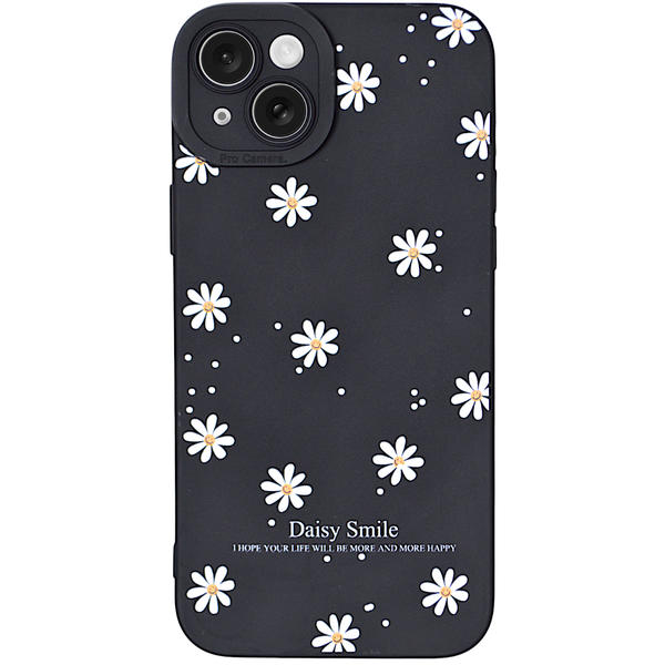 Black - Phone Case with White Daisy Smile &amp; Pro Camera - Iphone 14 Plus
