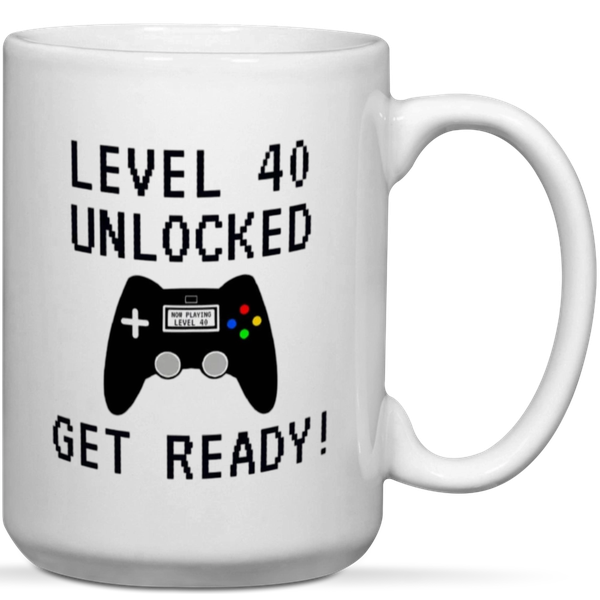 Level 40 Unlocked 40th Birthday Gamer Gift Mug