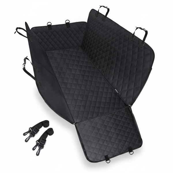 Universal Quilted Pet Rear Seat Cover for Cars with Straps