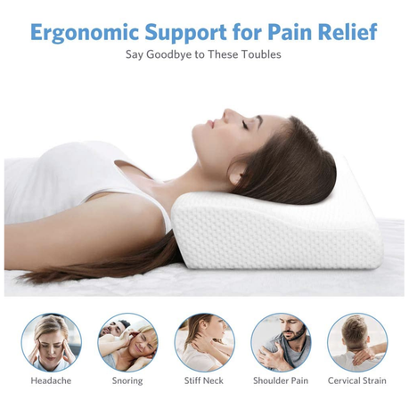 Contoured Memory Foam Pillow for Neck and Shoulder Pain Relief