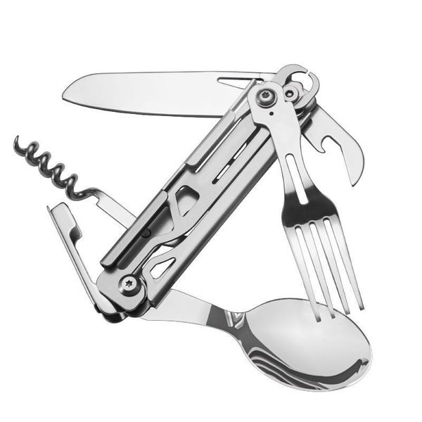 Stainless Steel Multi-Functional Camping Folding Knife Fork and Spoon