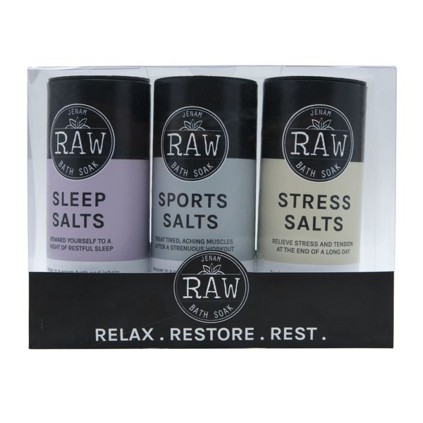 Jenam RAW Bath Salts Gift Set - Sleep, Stress &amp; Sports Soak