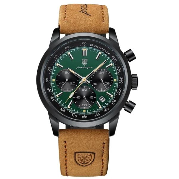 Poedagar - Men Green &amp; Black Luxury Leather Anal image