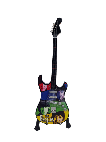 Mini Wooden Guitar Ornament - The Beatles Colourful - 24 x 7cm