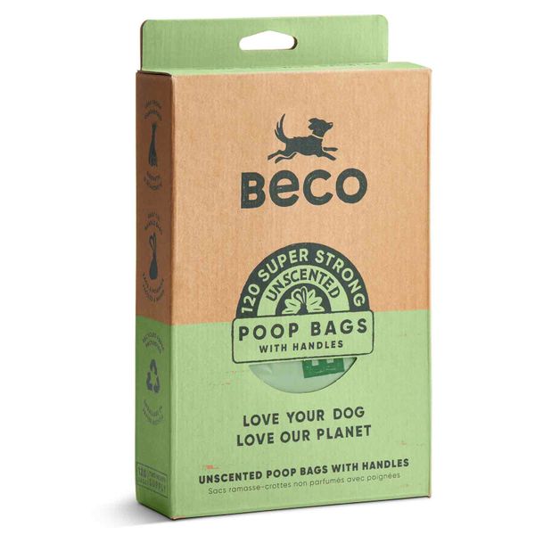 BECO - Poop Bags Unscented with Handles (120 Bags)