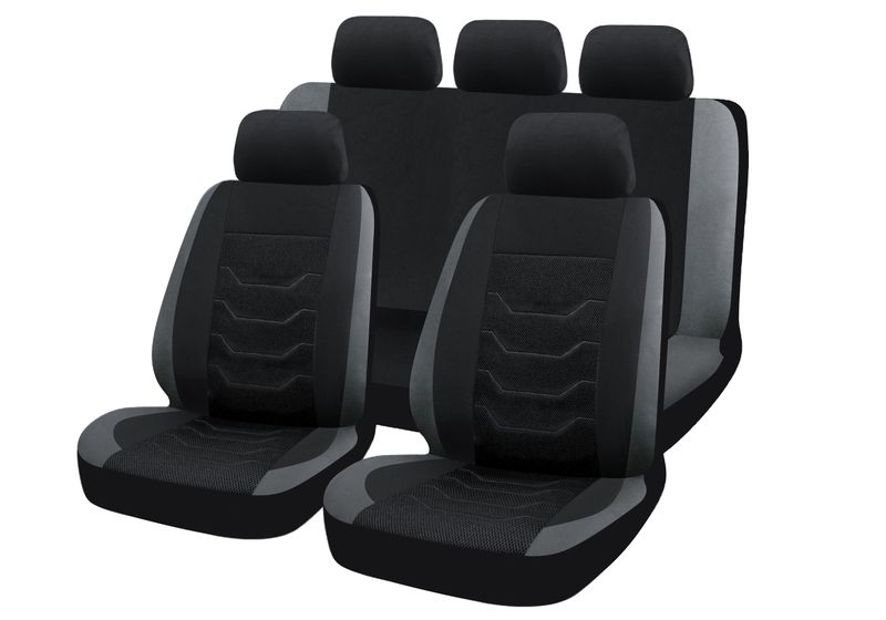 ACA Auto - Black &amp; Grey Mesh Seat Cover Set - 11 Piece