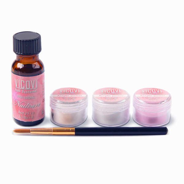 5pc Nail Art kit Acrylic liquid and powder dip with Sculpting brush
