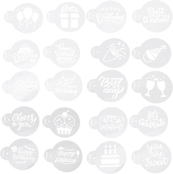 Birthday Cake Coffee Art Templates Plastic DIY Decorating Tools Party