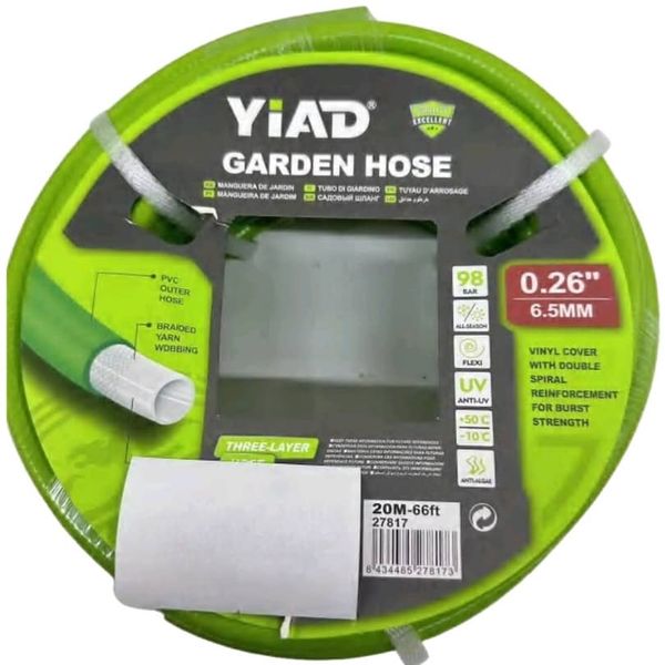 Yiad 6.5mm DIameter Garden Watering 20m Hose - Durable And Long-Lasting