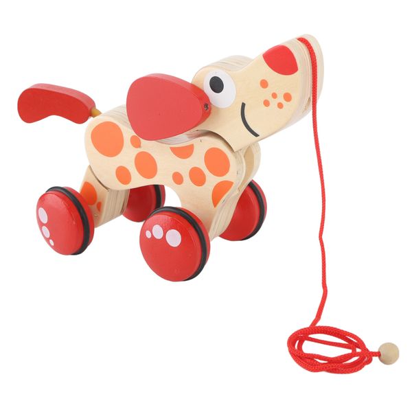 Push Pull Toy Puppy Walk Along Wooden Hound Dog Walk Puppy Wooden Pull Toy