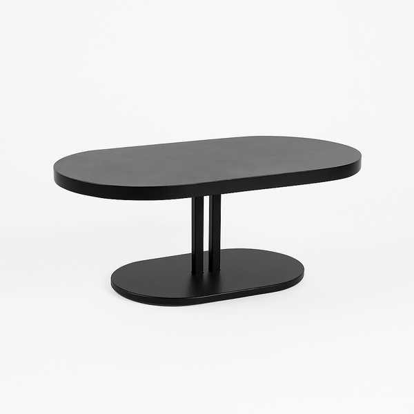 Coffee Table, Soft Oval Shape - Black Slate Texture