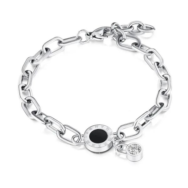 Charm Bracelet with Roman Numerals and Charm