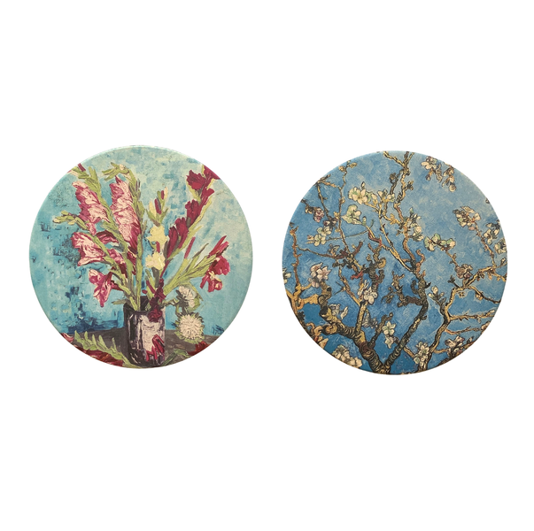 Heat-Resistant Stone Trivets with Cork Base - Floral Collection
