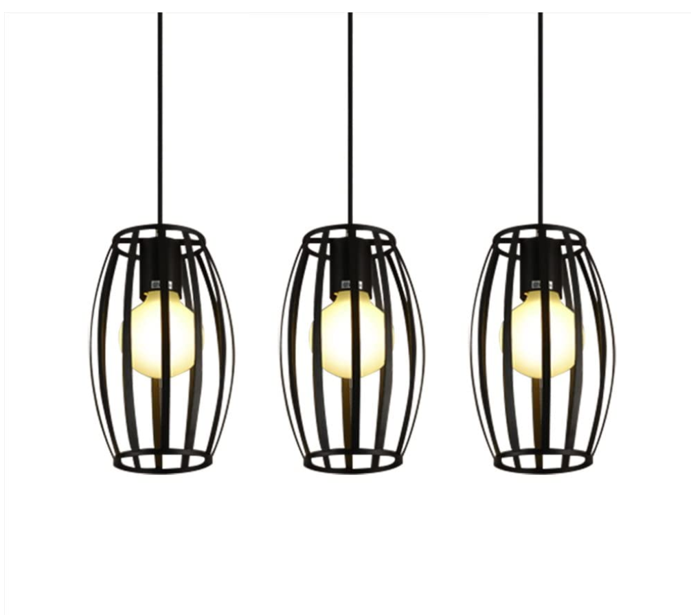 Pendant Light Three Rows - Black Metal Pendant Light With Cylindrical Shape