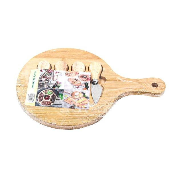 Bamboo Cheese Board With Cheese Knife Set
