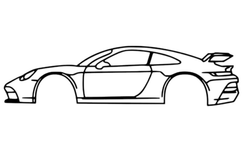 Sports Car Steel Decor Wall Art - Black 45cm