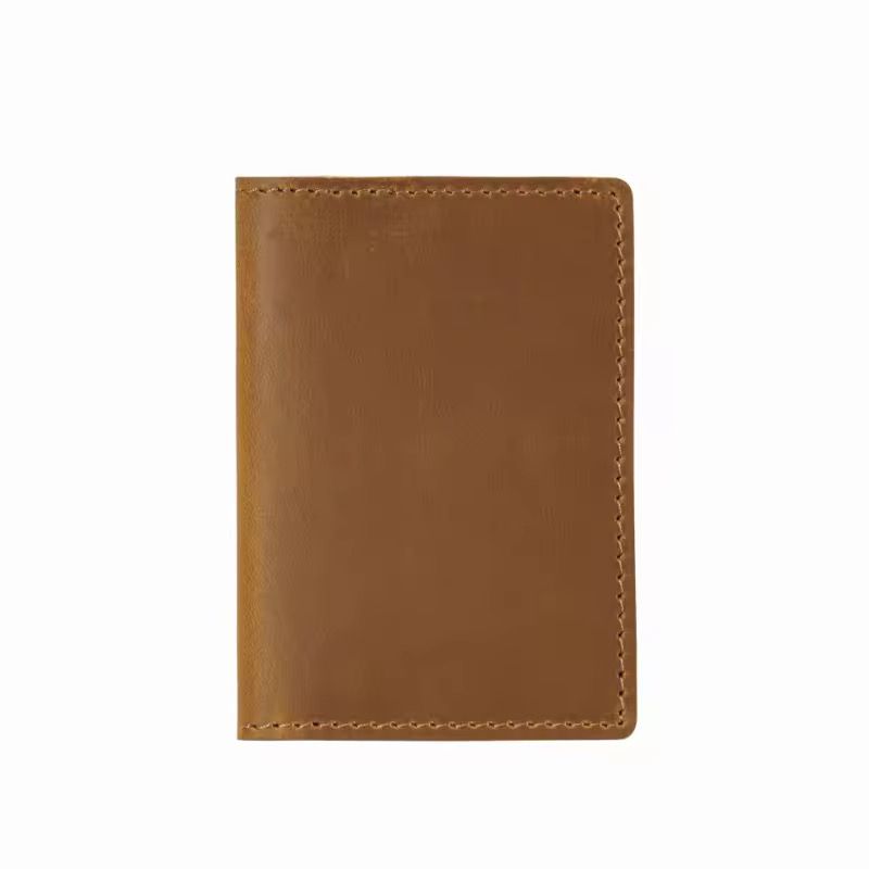 Leather Card Holder - Vintage Style Wallet, Simple Design, Brown