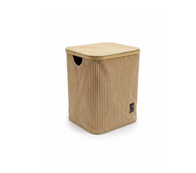 UNIW Neat Ribbed Chenille Foldable Laundry Basket with Lid