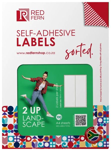 Redfern Landscape 2up A4 Self-Adhesive Labels 1000 Sheets