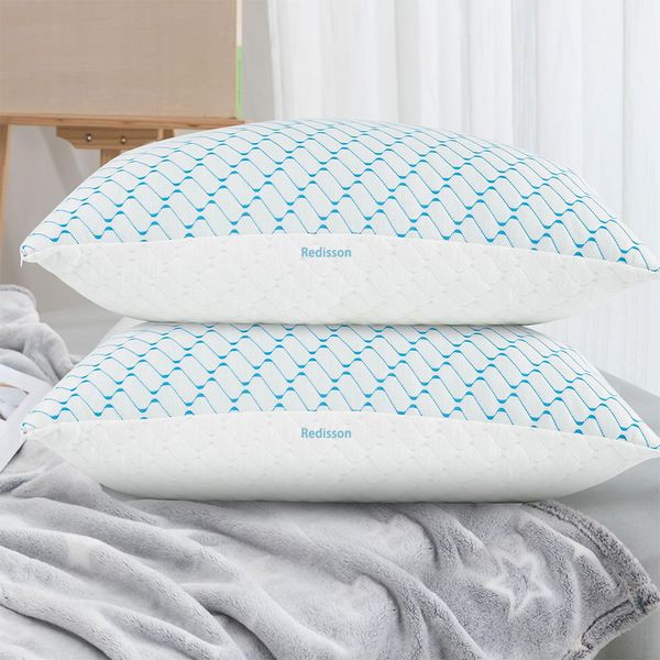 Memory Foam Pillows Standard Size Set of 2, Adjustable Cooling Firm Pillow