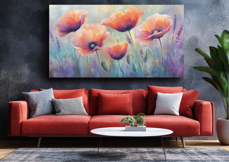 canvas Wall Art - Poppies in Golden Glow - BX0315