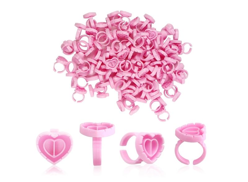 Glue Rings For Eyelash Extensions, Inartato Heart Glue Rings 200Piece Lash