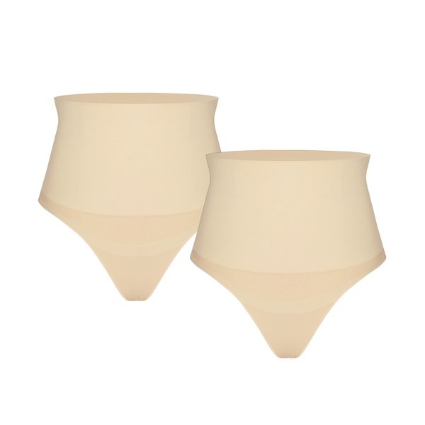 Pear Shapewear Shaping High Waisted Shapewear Thong Nude 2 Pack