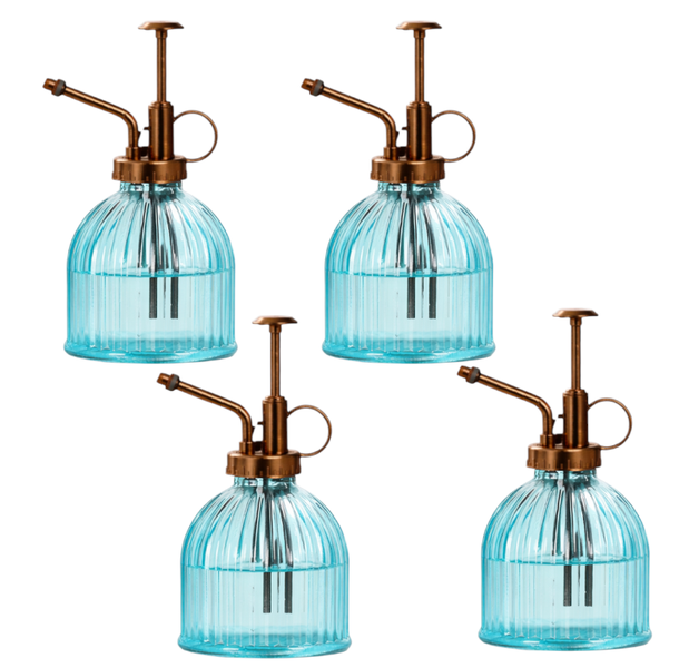 Vintage Glass Plant Mister With Bronze Pump Sprayer 4 Pack