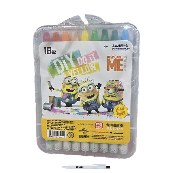 18 Colors Despicable Me Themed Arts Crayons With Container With ReVibe Pen
