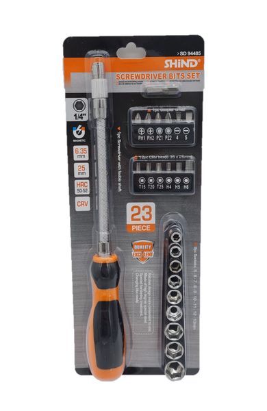 Shind Screwdriver &amp; Socket Bit Set - 23 Piece