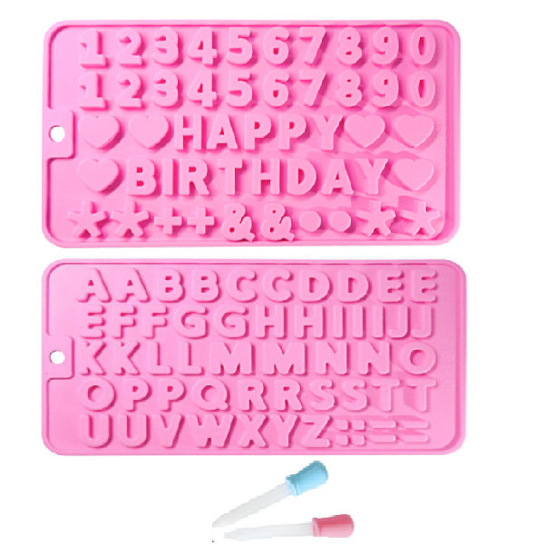Letter, Number and Symbol Molds Happy Birthday Cake Decorations - 4 Piece
