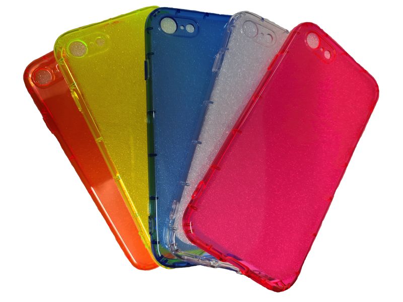 Fluorescent Neon Bumper Hard Back Phone Case Bundle For iPhone 7/8