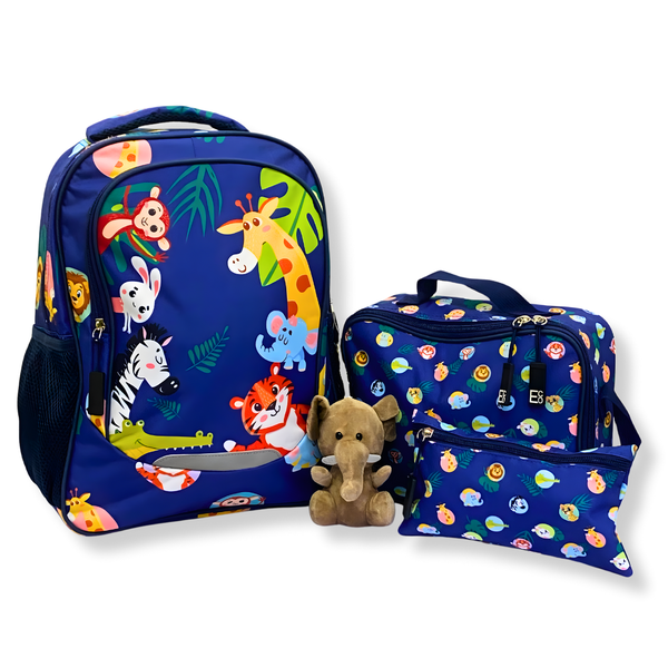 3 Piece Vibrant Backpack Set - School Bag with Pencil Case &amp; Lunch Bag