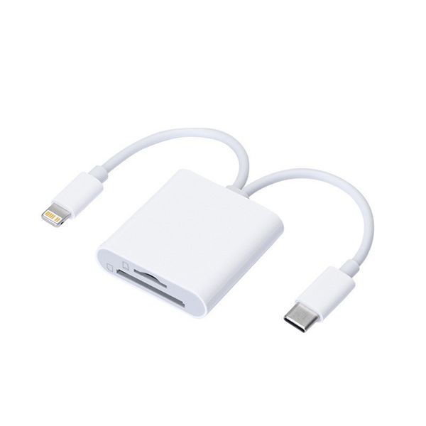 2-in-1 Card Reader Type C+Lightning Compatible with iPhone, SD/TF Adapter