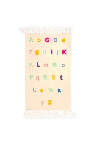 Alphabet Tufted Cotton Runner Rug,70x110cm