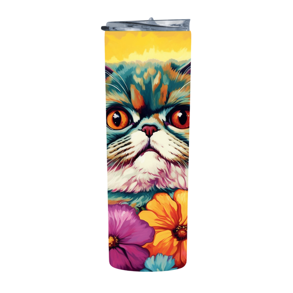 Floral Close Up Exotic Cat 20 Oz Straight Skinny Tumbler 003