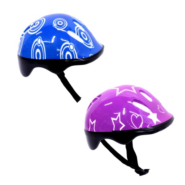 2 x Helmets For Scooter/Bicycle-Protective Headgear - Kiddies - Blue &amp; Purple