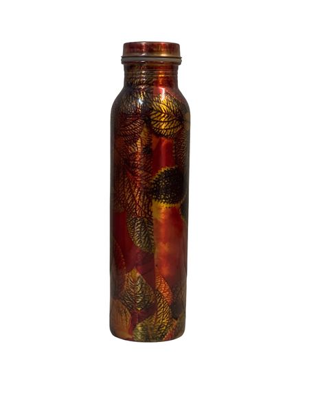 Pure Copper Red And Yellow print 100% Water Bottle 1 Litter