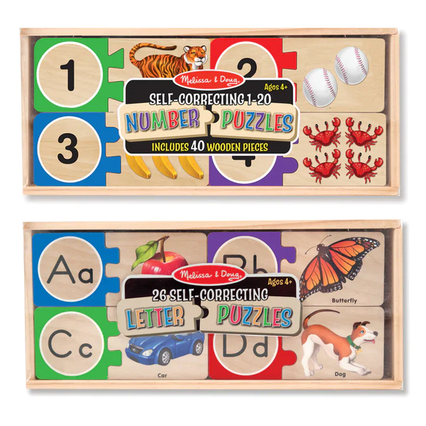 Melissa &amp; Doug Self-Correcting Puzzle Set - Number and Alphabet