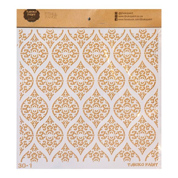 Tjhoko Paint Stencil - 30x30cm - Geometrical Damask Pattern 1