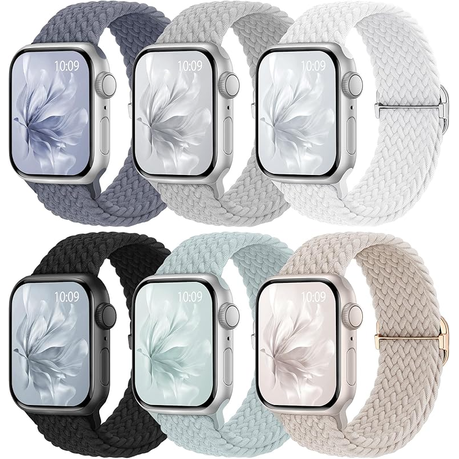 6 Pack Braided Stretchy Band Compatible with Apple Watch Band 38/40/41/42mm Image