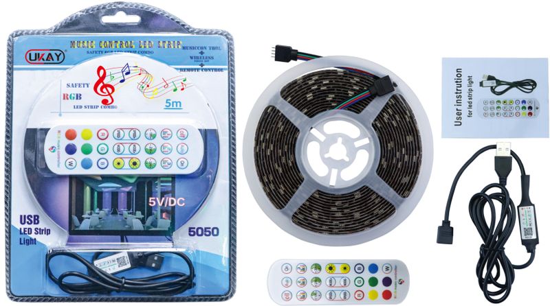 UKAY-USB 5V/DC LED Light Strip App Bluetooth Control RGB 5M
