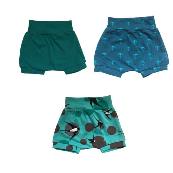 Baby Nappy Covers Harems - Teal, Teal Anchor &amp; Teal Polka Dot Swallow