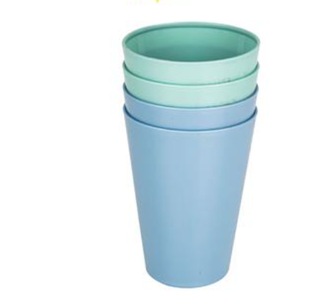 4 piece Plastic Tumbler Cups 280ml x 3
