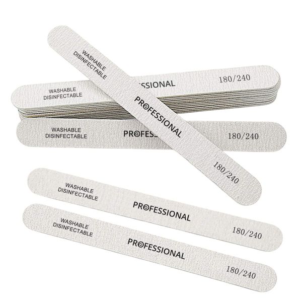 10-Piece Salon-Grade 180/240 Nail Buffing Files - Grey